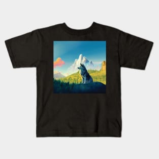 Majestic Wolf in the Mountains Kids T-Shirt